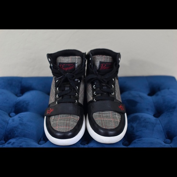 Men’s 9.5 Penguin Blk/Red Plaid High Tops - Picture 3 of 5